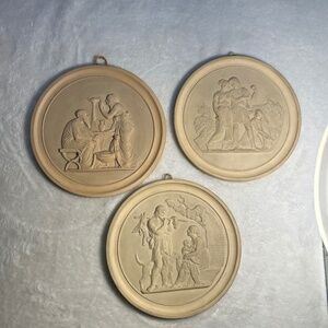 Vintage antique Round ceramic plaques of mythical scenes p.Ipsen